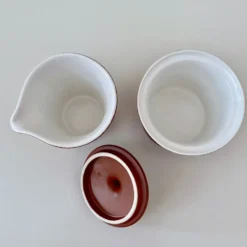 Service à thé terracotta pour 6 personnes, porcelaine vintage, années 60