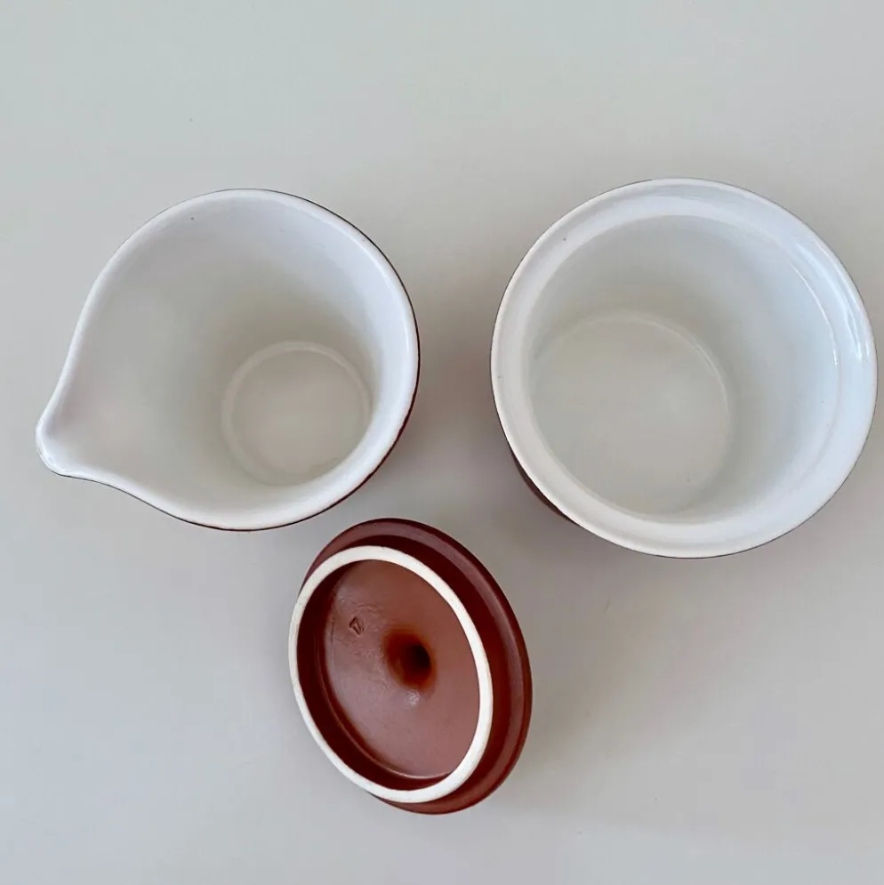 Service à thé terracotta pour 6 personnes, porcelaine vintage, années 60