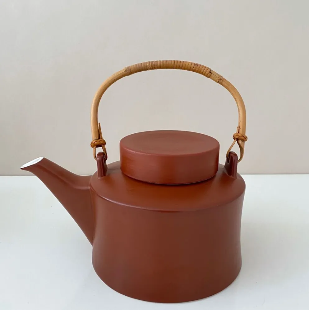 Service à thé terracotta pour 6 personnes, porcelaine vintage, années 60