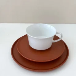 Service à thé terracotta pour 6 personnes, porcelaine vintage, années 60