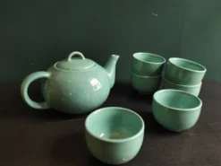 Service à thé vintage français en aigue-marine