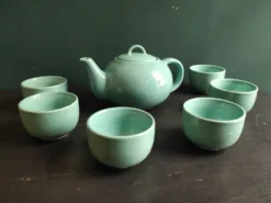 Service à thé vintage français en aigue-marine