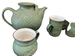 Service à thé vintage vert menthe : théière et 6 tasses