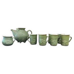 Service à thé vintage vert menthe : théière et 6 tasses