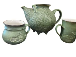 Service à thé vintage vert menthe : théière et 6 tasses
