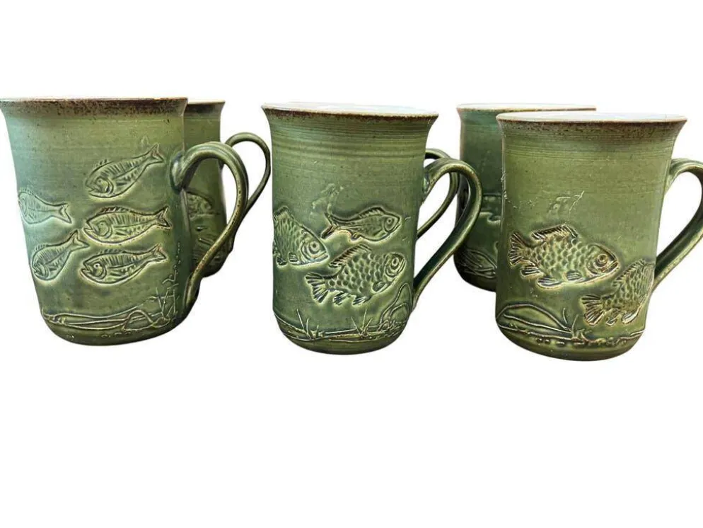 Service à thé vintage vert menthe : théière et 6 tasses