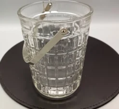 Service whisky 6 verres, sceau à glaçons assorti et pince, vintage 1970/80