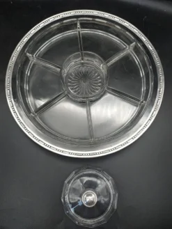 Serviteur art déco en verre et argent massif .