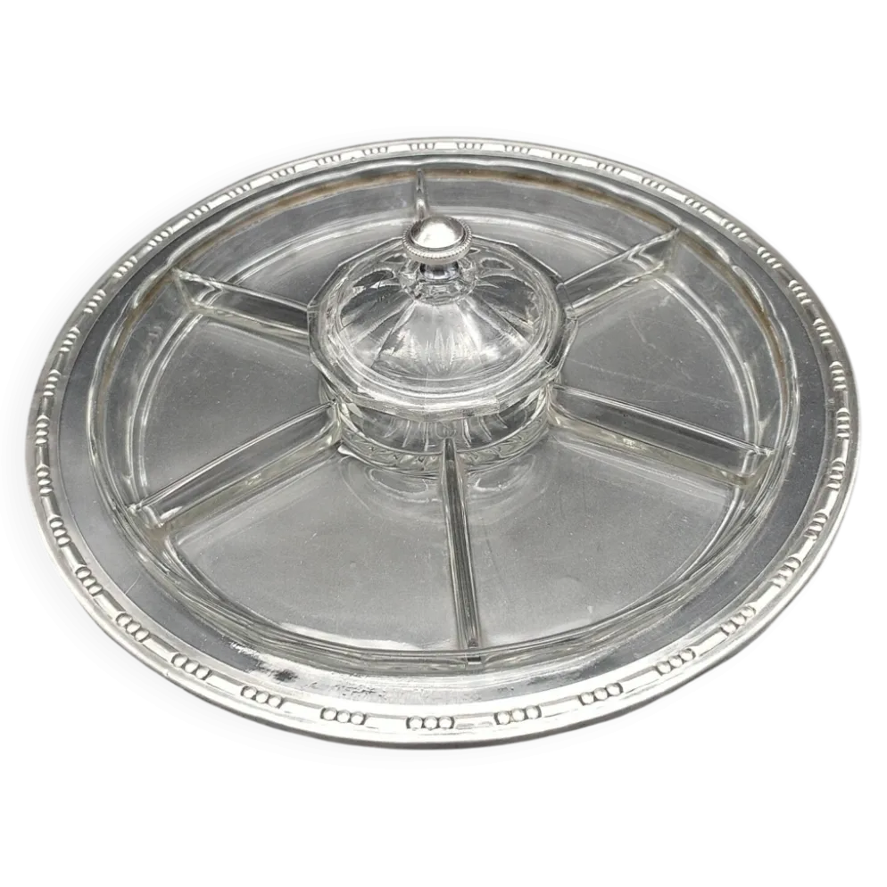 Serviteur art déco en verre et argent massif .