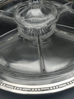 Serviteur art déco en verre et argent massif .