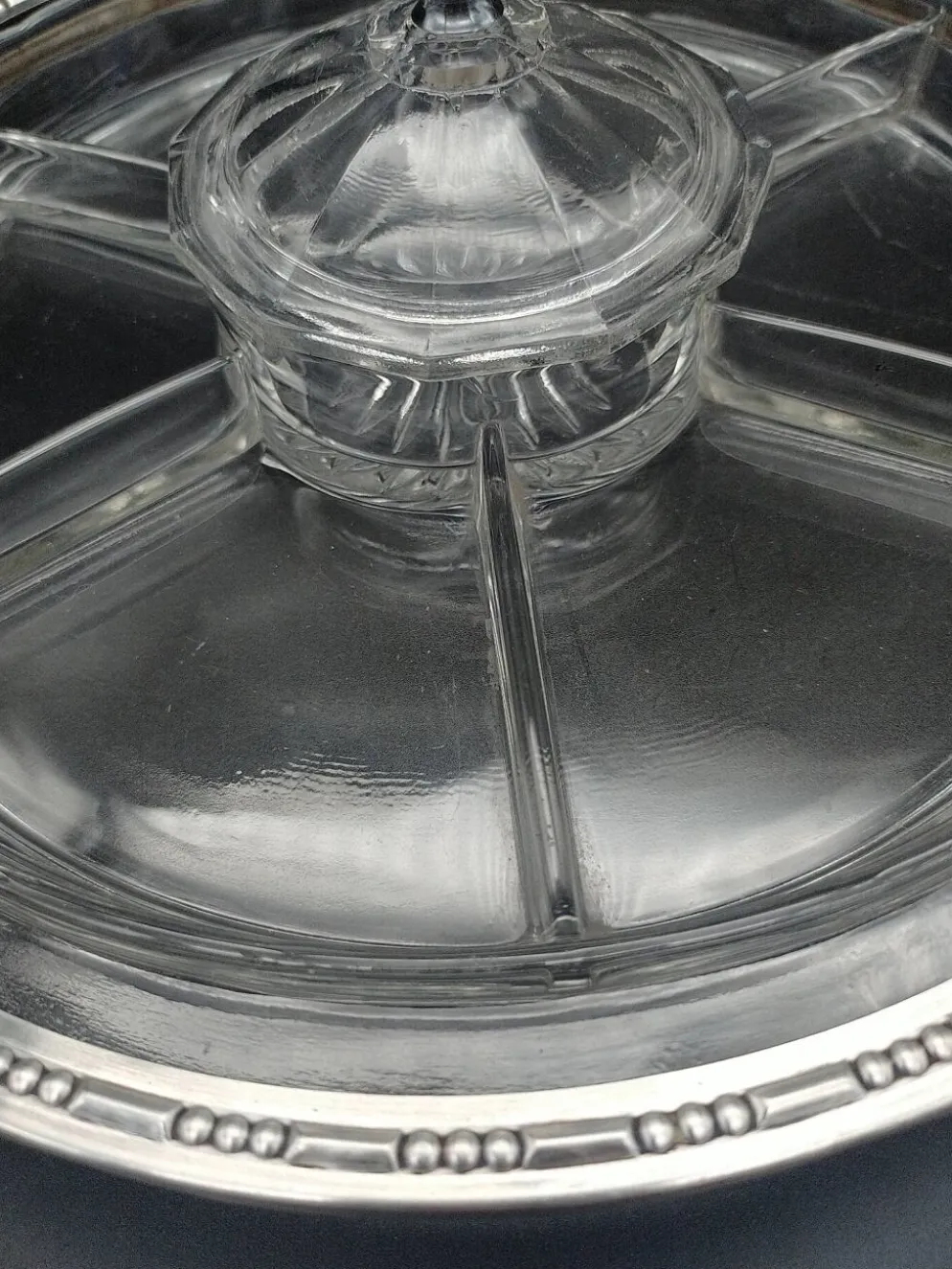 Serviteur art déco en verre et argent massif .