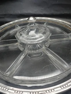 Serviteur art déco en verre et argent massif .