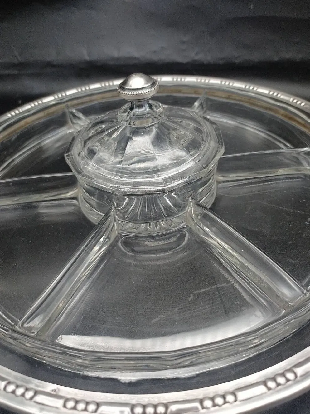 Serviteur art déco en verre et argent massif .