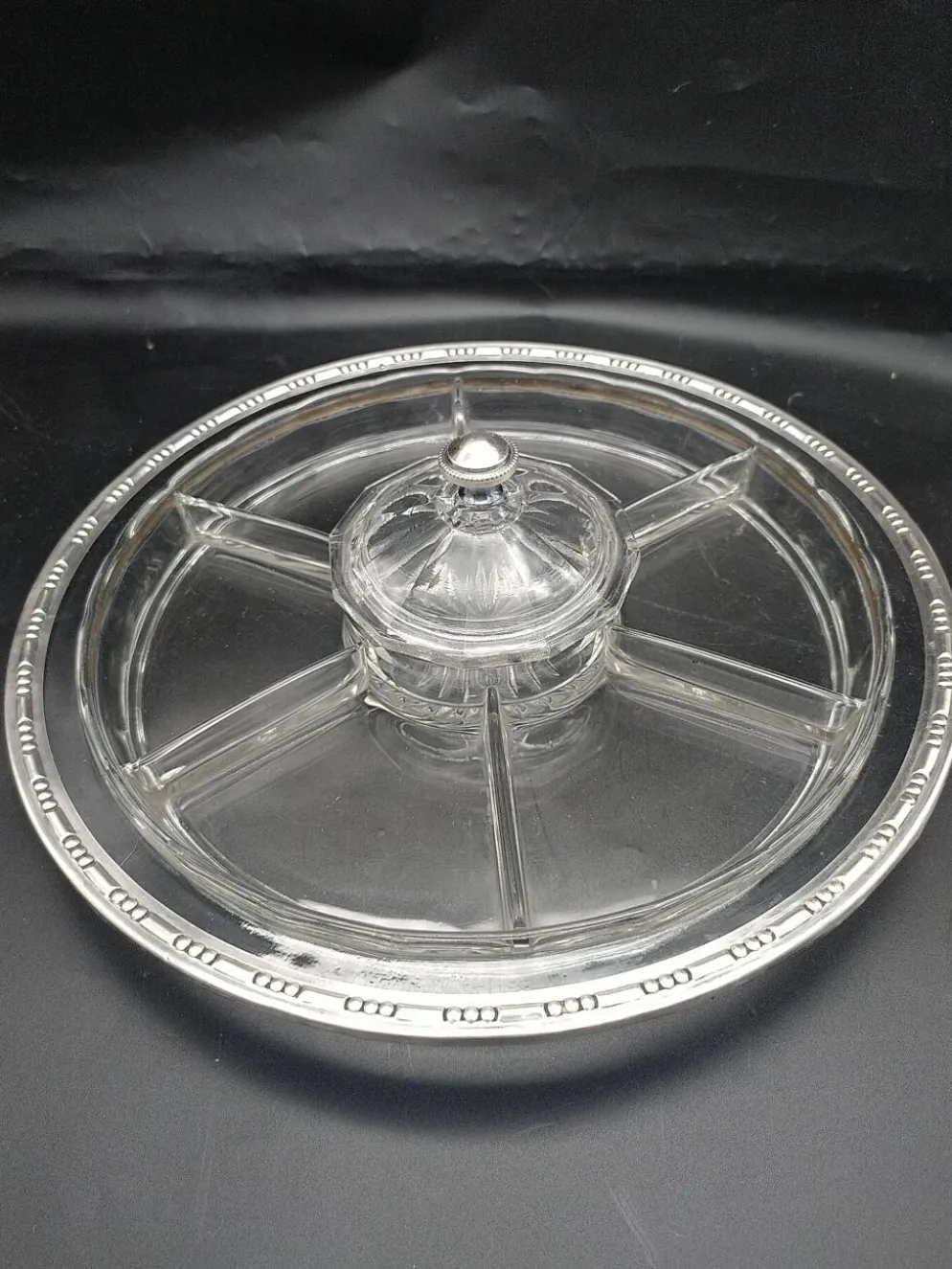 Serviteur art déco en verre et argent massif .