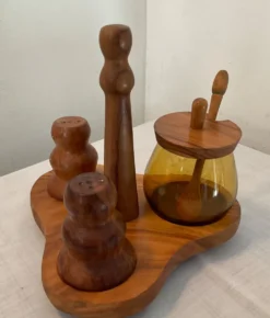 Serviteur de table scandinave en bois des années 70