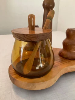 Serviteur de table scandinave en bois des années 70