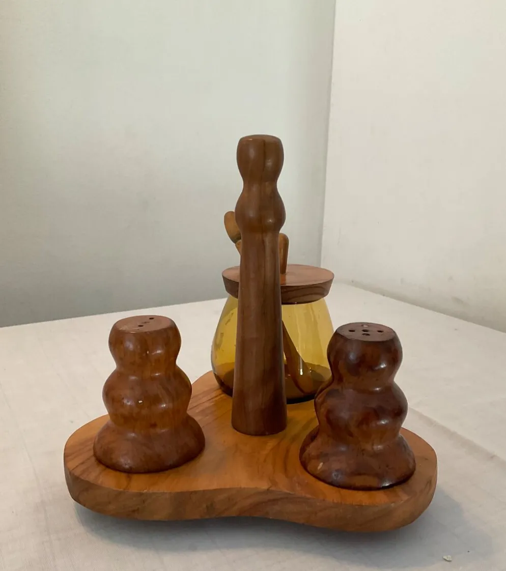 Serviteur de table scandinave en bois des années 70