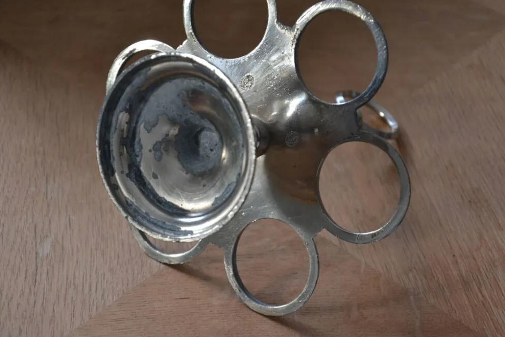 Serviteur huilier poivrier en métal argenté art déco