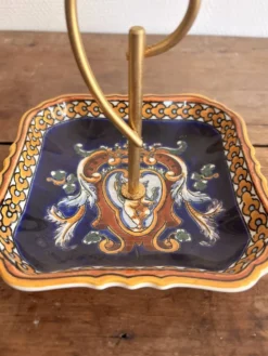 Serviteur Vide Poche Faïence Gien Modèle Renaissance Ange Angelot Putti Ble