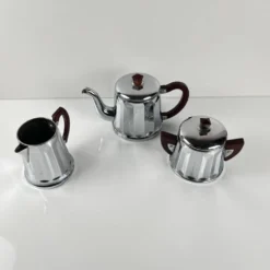 Set à café vintage en métal chromé et bakélite, années 1940/50