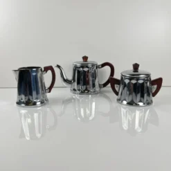 Set à café vintage en métal chromé et bakélite, années 1940/50