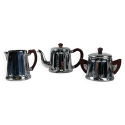 Set à café vintage en métal chromé et bakélite, années 1940/50