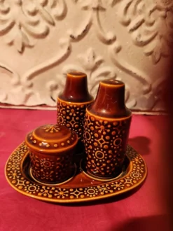Set condiments sel poivre moutarde céramique Connemara Celtic