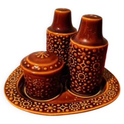 Set condiments sel poivre moutarde céramique Connemara Celtic