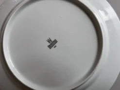 Set de 6 assiette plates perles néoclassiques porcelaine blanche Bareuther.