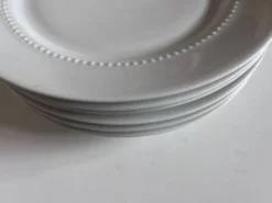 Set de 6 assiette plates perles néoclassiques porcelaine blanche Bareuther.