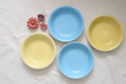 Set de 4 assiettes calottes / creuses en céramique, BOCH, vintage