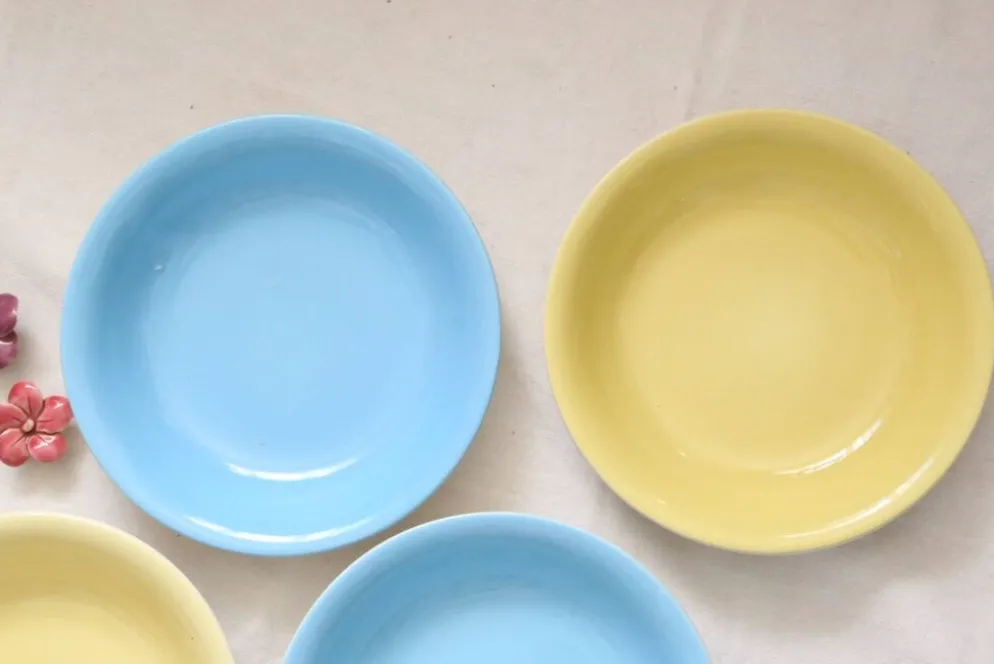 Set de 4 assiettes calottes / creuses en céramique, BOCH, vintage