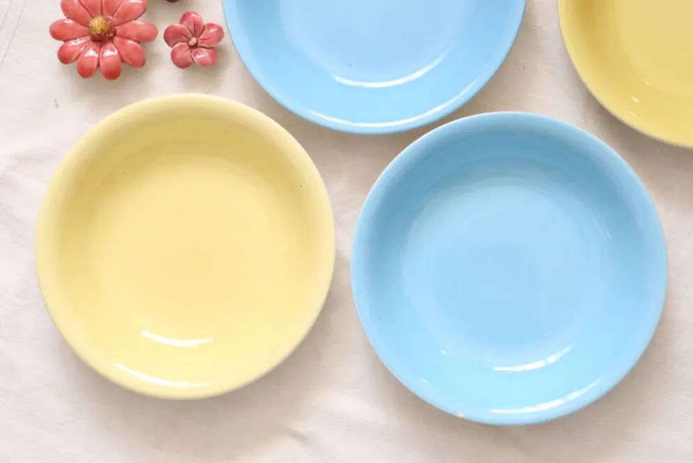 Set de 4 assiettes calottes / creuses en céramique, BOCH, vintage