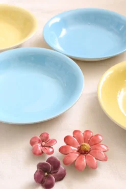 Set de 4 assiettes calottes / creuses en céramique, BOCH, vintage