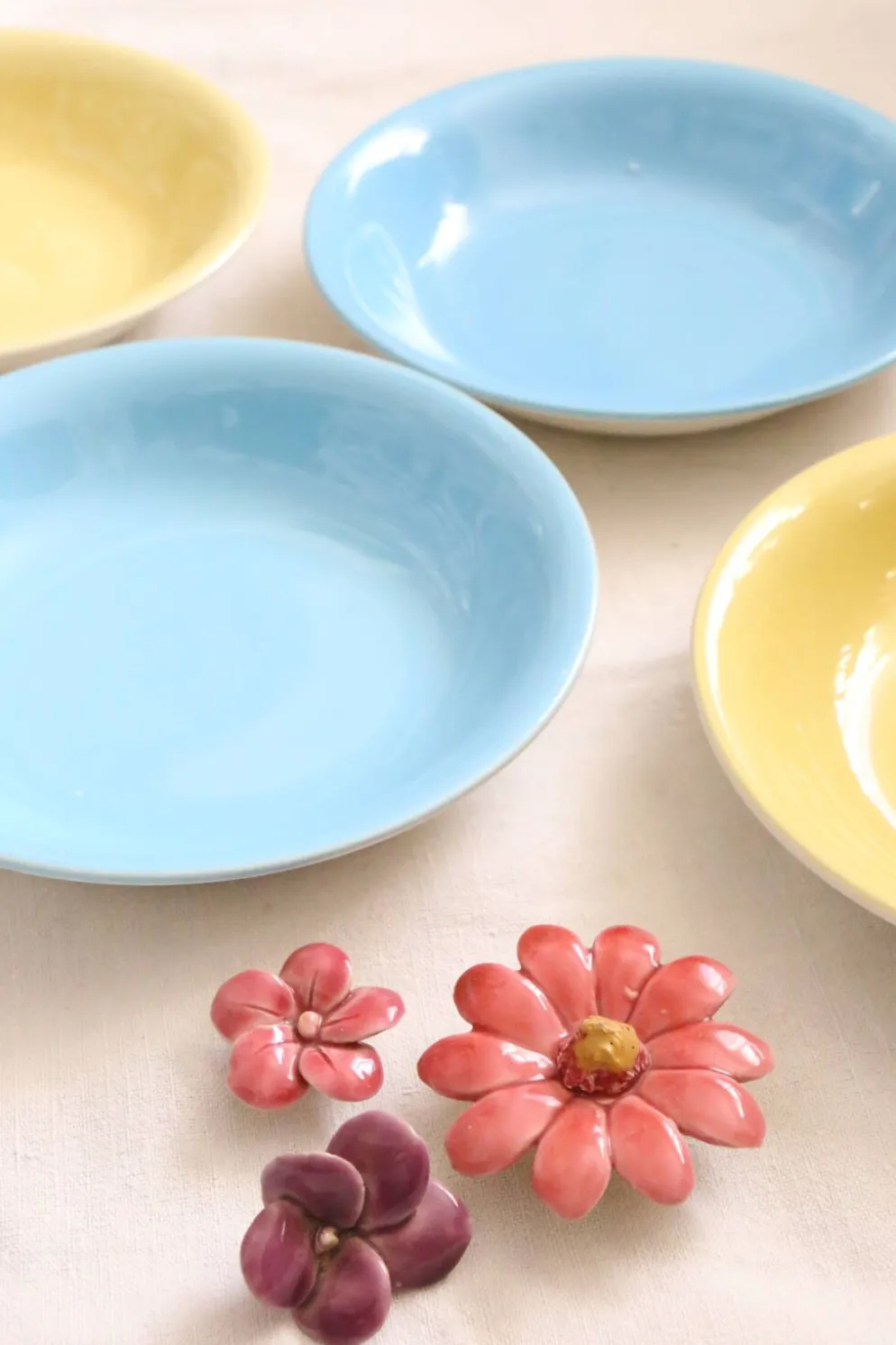 Set de 4 assiettes calottes / creuses en céramique, BOCH, vintage