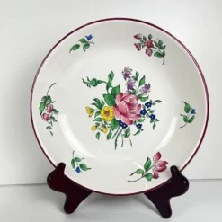 Set de 6 assiettes calottes Modèle Réverbère par KG Lunéville, motif tulipe & rose
