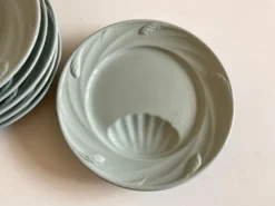 Set de 6 assiettes céladon de Sarreguemines 1950