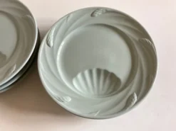 Set de 6 assiettes céladon de Sarreguemines 1950