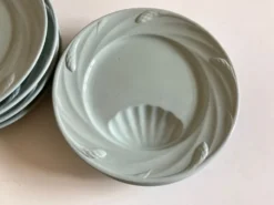 Set de 6 assiettes céladon de Sarreguemines 1950