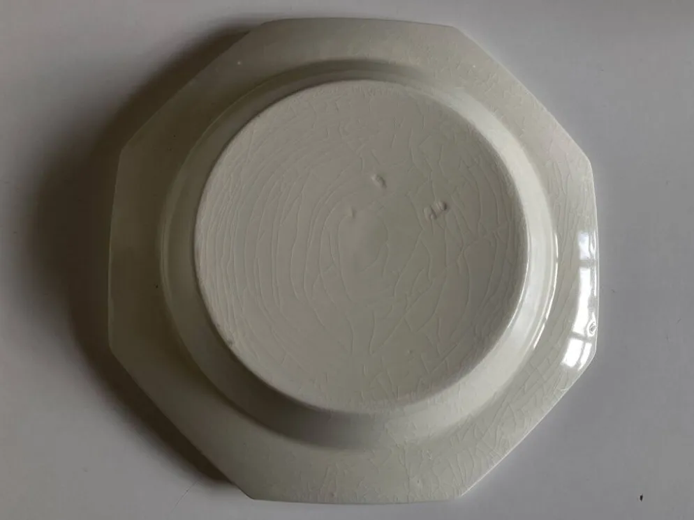 Set de 5 assiettes Creil Montereau octogonales perles