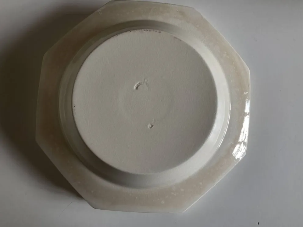 Set de 5 assiettes Creil Montereau octogonales perles