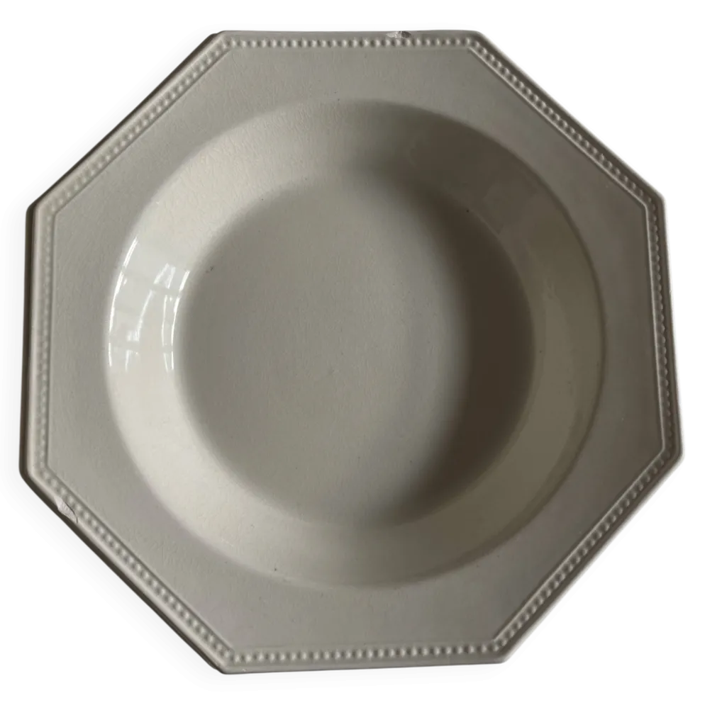 Set de 5 assiettes Creil Montereau octogonales perles