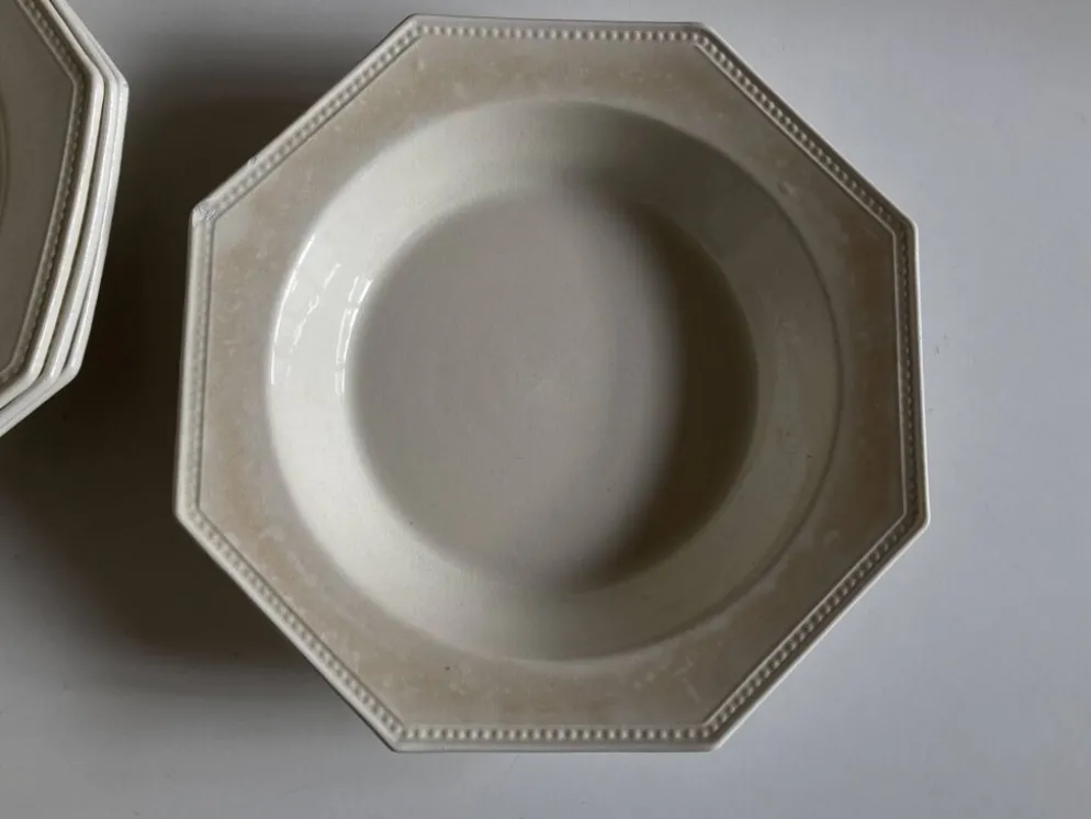 Set de 5 assiettes Creil Montereau octogonales perles