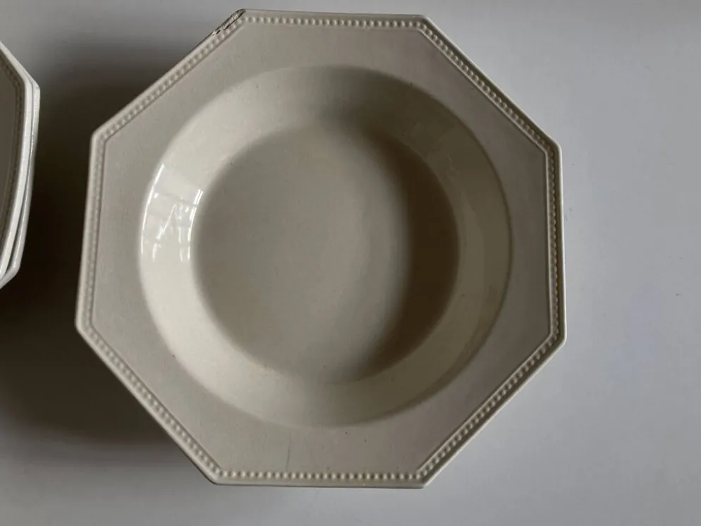 Set de 5 assiettes Creil Montereau octogonales perles