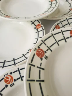 Set de 6 assiettes creuses anciennes St Amandinoise St Amand vintage