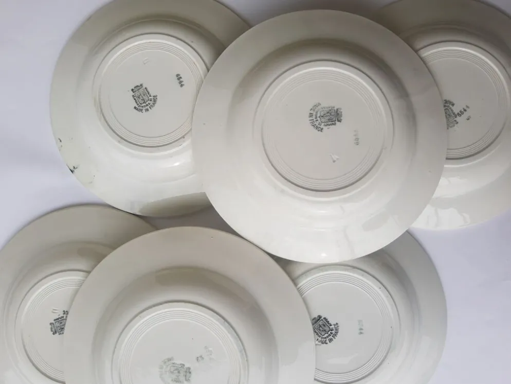 Set de 6 assiettes creuses anciennes St Amandinoise St Amand vintage