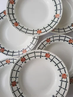 Set de 6 assiettes creuses anciennes St Amandinoise St Amand vintage