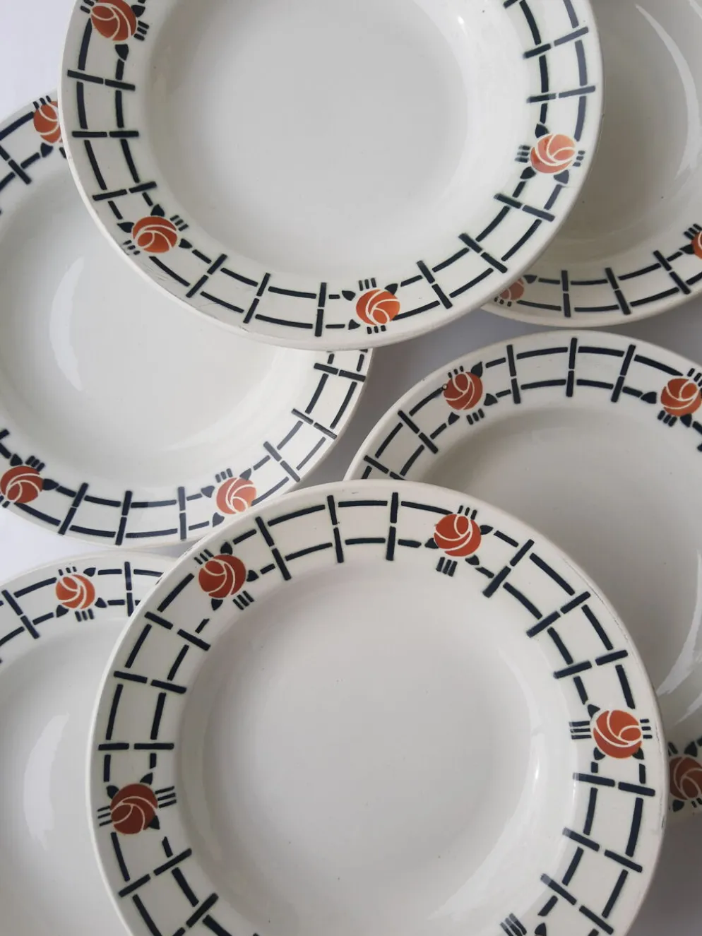 Set de 6 assiettes creuses anciennes St Amandinoise St Amand vintage