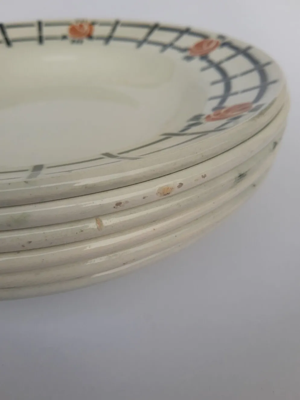 Set de 6 assiettes creuses anciennes St Amandinoise St Amand vintage