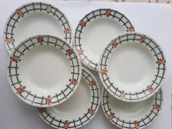 Set de 6 assiettes creuses anciennes St Amandinoise St Amand vintage